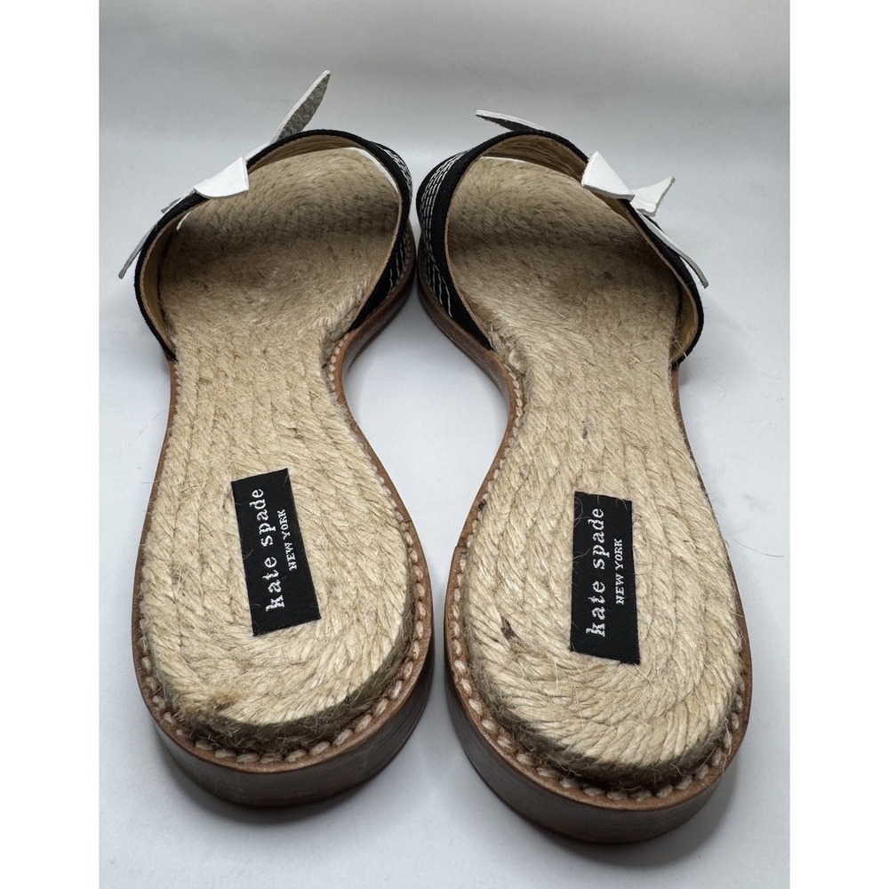 Kate Spade Black and White Jute Slide Elba Sandals Size 7.5 38 - Picture 6 of 7